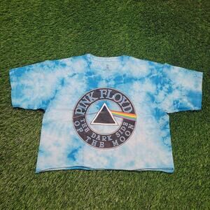 Pink Floyd Tie-Dye Crop Top Mens L Boxy Fit Streetwear Tee Dark Side of the Moon